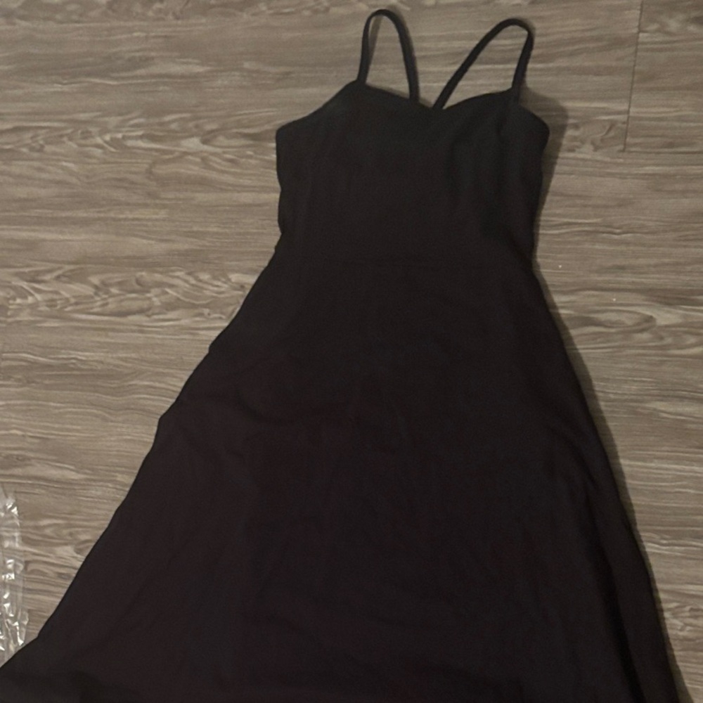 Pact Black Midi Dress with Spaghetti Straps